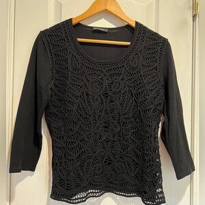 Size medium Bianca black lace sweater.